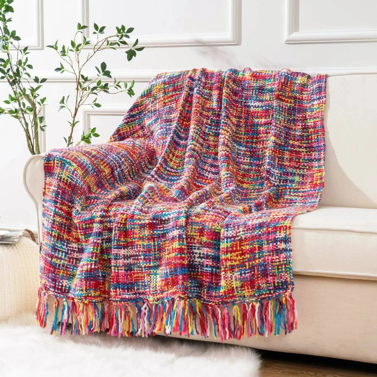 Colorful Woven Throw Blanket